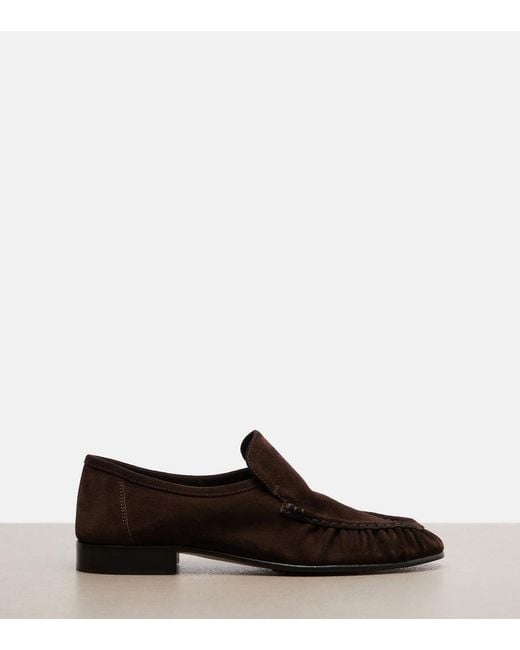 The Row Brown Soft Ruched Suede Loafers