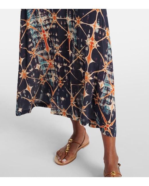 Ulla Johnson Multicolor Naia Ruched Printed Jersey Midi Dress