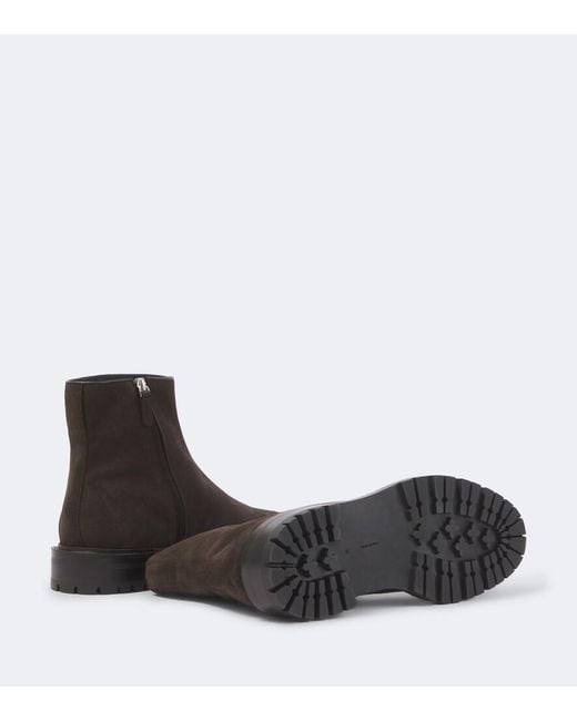 The Row Brown Moto Suede Ankle Boots for men