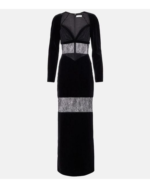 Nina Ricci Black Velvet And Lace Gown
