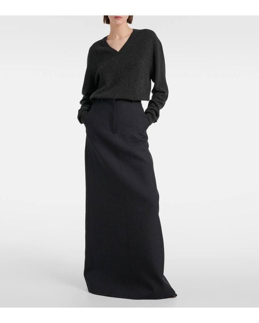 The Row Black Roux Wool And Silk Maxi Skirt