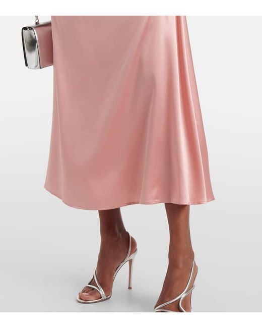 Staud Pink Midikleid Elyse Aus Einem Seidengemisch