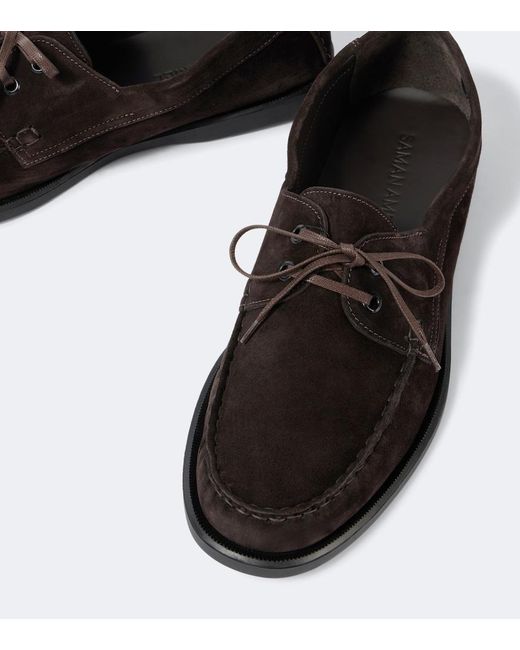 Saman Amel Black City Moc Suede Boat Shoes for men