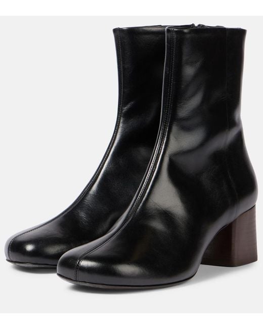 Lemaire Black Anatomic 55 Leather Ankle Boots