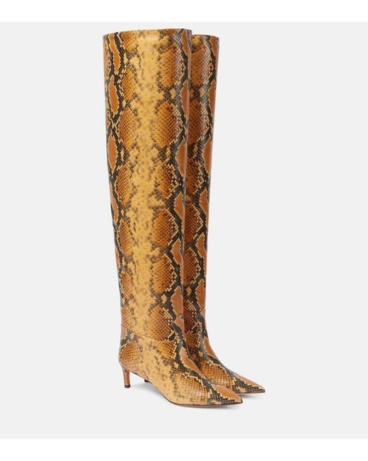 Ulla Johnson Brown Embossed Leather Over-the-Knee Boots