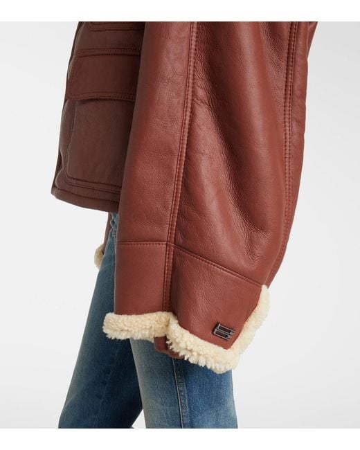 Victoria Beckham Red Shearling Jacket