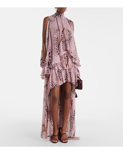 Blumarine Pink Printed Asymmetric Georgette Blouse