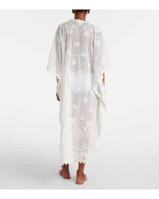 Melissa Odabash White Kaftan Josephine Aus Einem Baumwollgemisch