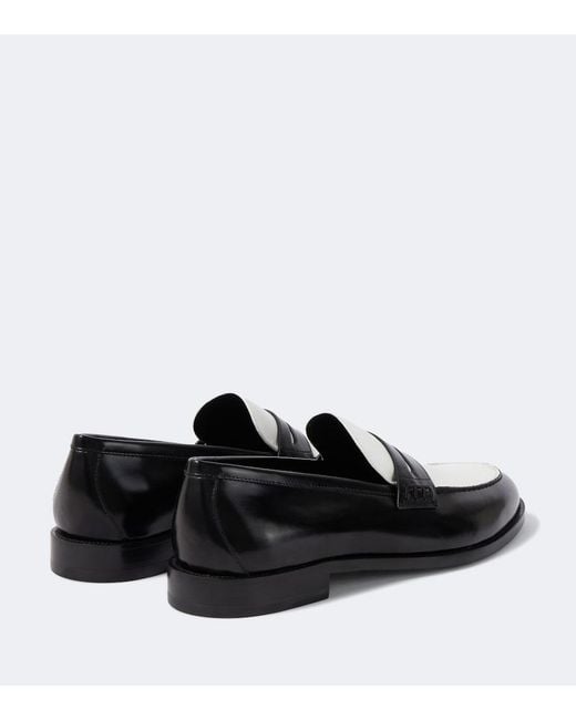 Manolo Blahnik Black Perry Leather Penny Loafers for men