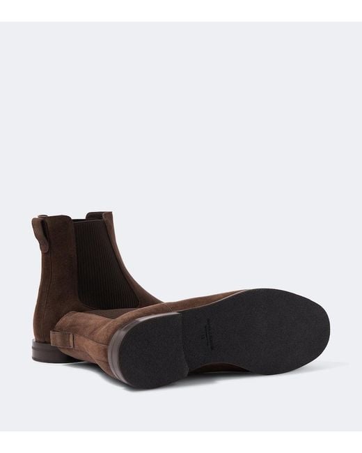 Manolo Blahnik Brown Sempione Suede Chelsea Boots for men
