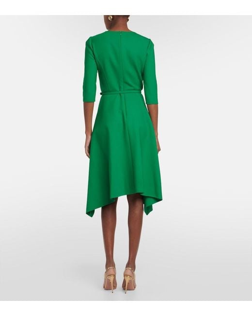 Oscar de la Renta Green Wool-Blend Midi Dress