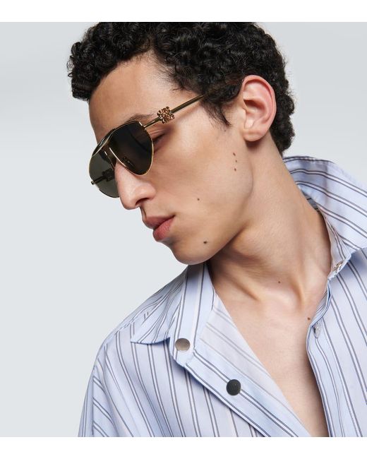 Loewe White Anagram Aviator Sunglasses for men