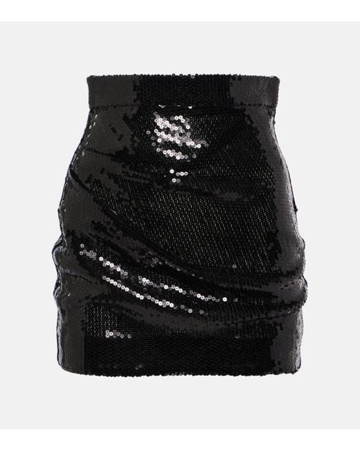 Alex Perry Black High-rise Sequined Miniskirt