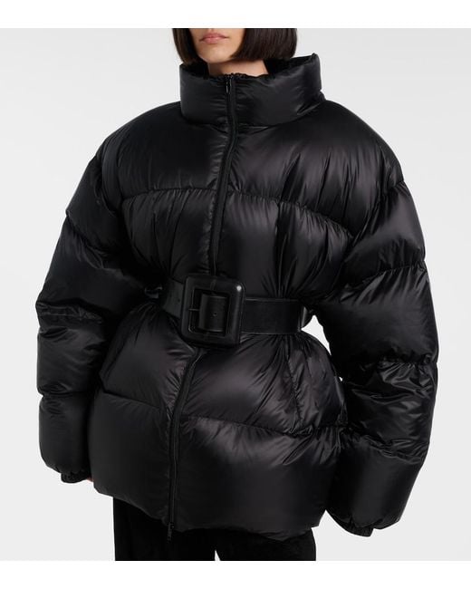 Balenciaga Black Hourglass Belted Down Jacket