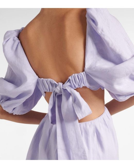 Zimmermann Purple Lilac Scalloped Edges Linen Dress