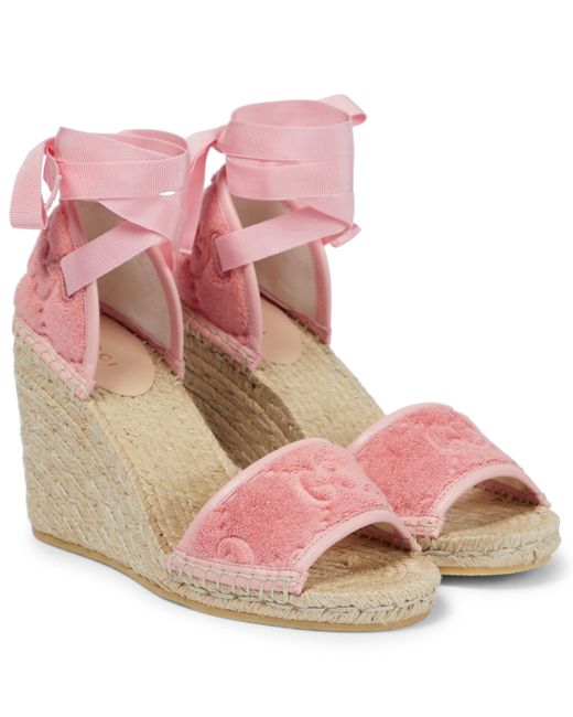 Gucci Pink Wedge-Espadrilles GG aus Frottee