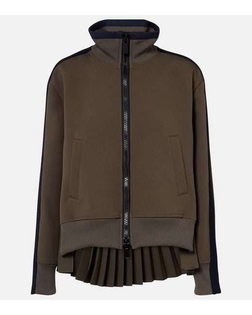 Sacai Green Jacke Aus Matelasse Und Twill