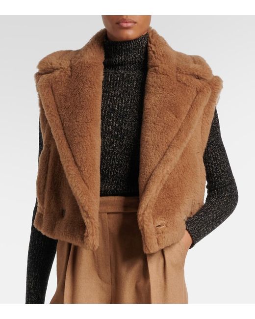 Max Mara Brown Santos Cropped Camel Hair And Silk Jacket