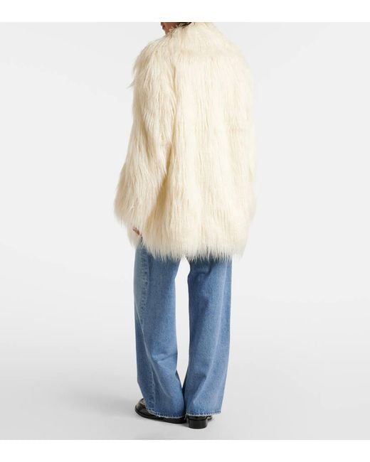 Frankie Shop White Liza Faux Fur Coat