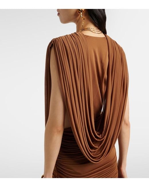 Christopher Esber Brown Ripple Draped Jersey Gown