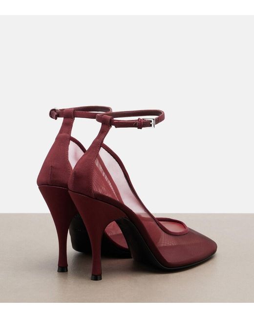 Alaïa Red Grosgrain-Trimmed Mesh Pumps