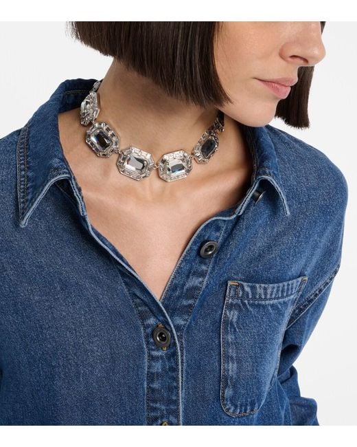 Self-Portrait White Crystal-Embellished Choker