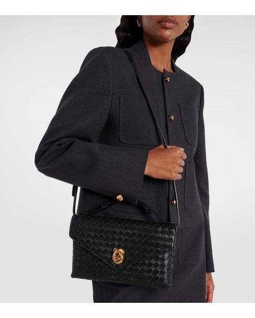 Bottega Veneta Black Knot Lock Intrecciato Leather Tote Bag