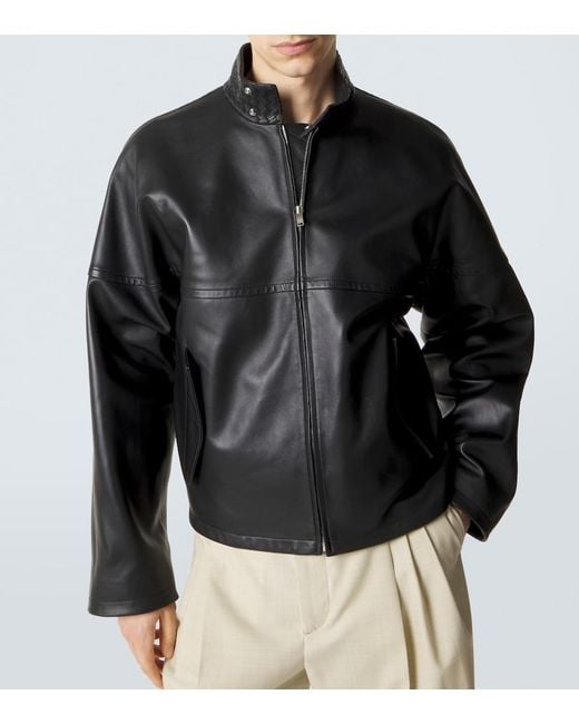 Bottega Veneta Black Intrecciato Leather Blouson Jacket for men