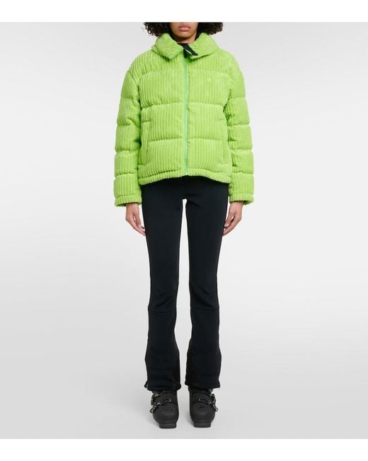 Perfect Moment Green Corduroy Down Ski Jacket