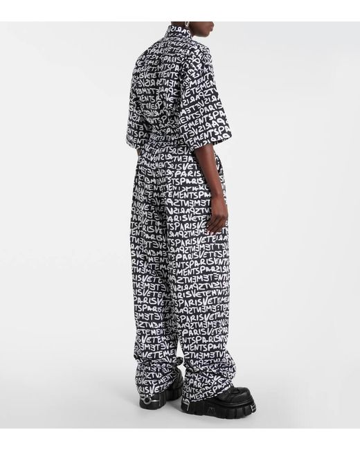 Vetements White Printed High-Rise Cotton Wide-Leg Pants