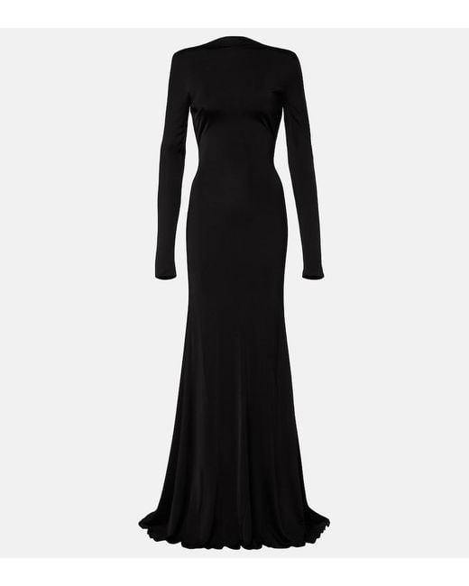 David Koma Black Gathered Jersey Gown