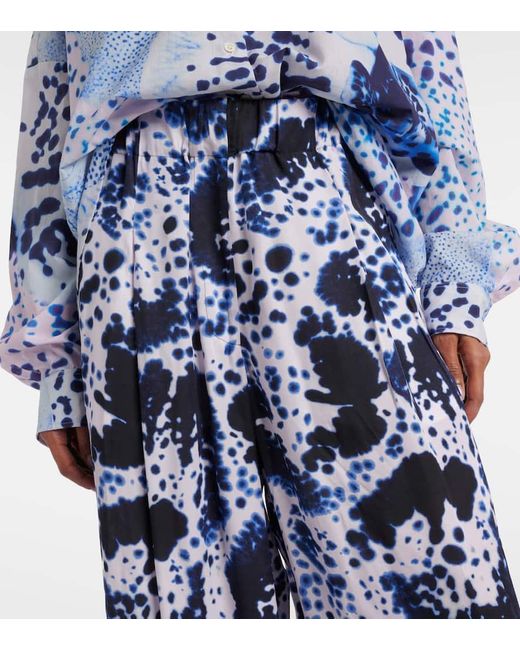 Pantaloni A Gamba Larga E Vita Alta di Dries Van Noten in Blue