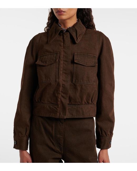 Dries Van Noten Brown Cropped-Jeansjacke