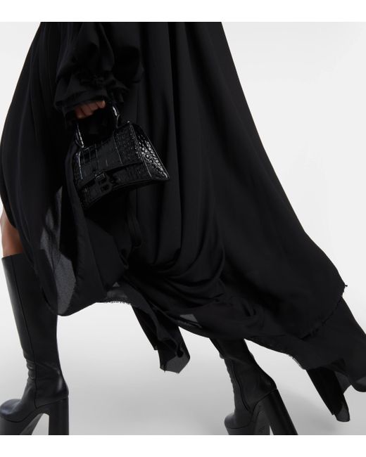 Robe asymetrique en crepe Balenciaga en coloris Black
