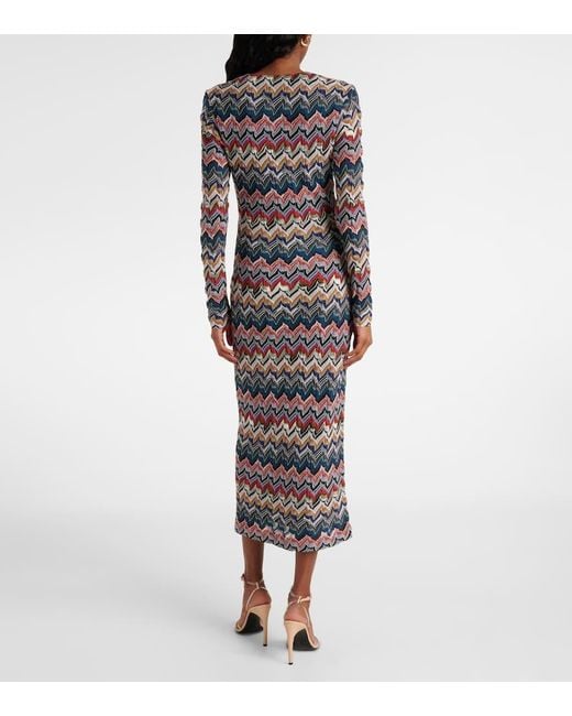 Abito Midi Con Lame A Zig-Zag di Missoni in Multicolor