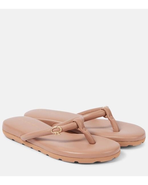 Gianvito Rossi Pink Juno Leather Thong Sandals