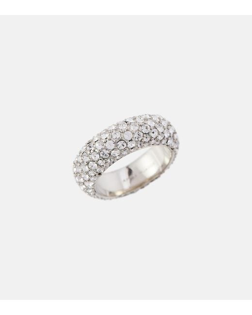 AMINA MUADDI White Cameron Crystal-Embellished Ring