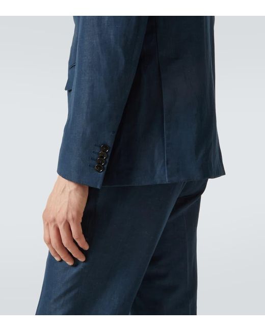 Zegna Blue Wool And Linen Suit for men
