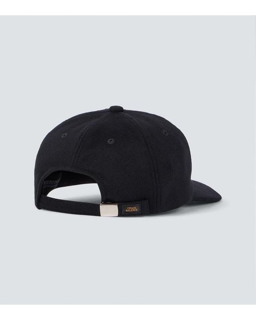 Undercover Black Embroidered Wool Baseball Cap for men