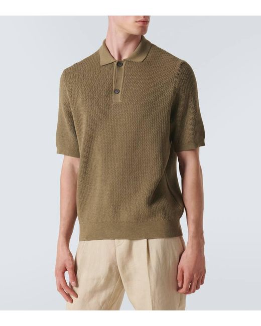 Sunspel Green Melrose Knitted Cotton Polo Shirt for men