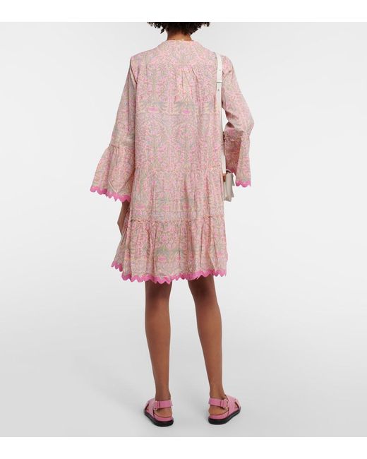 Juliet Dunn Pink Floral Cotton Minidress