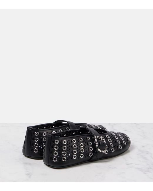 Alaïa Black Vienne Mary-Jane-Ballerinas Aus Leder Mit Ösen Und Perforationen