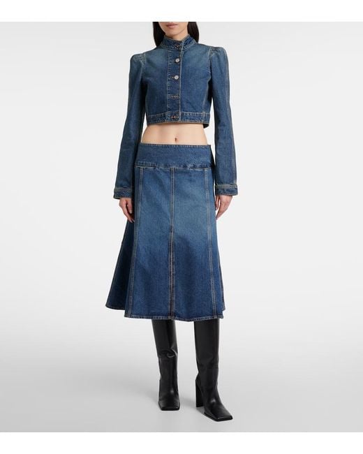 Alaïa Blue Denim Midi Skirt