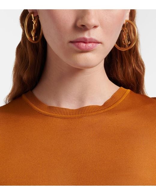 Saint Laurent Metallic Cassandre Hoop Earrings