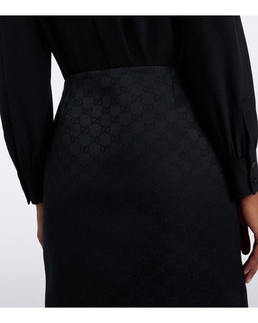 Gucci Black Gg Jacquard Pencil Skirt