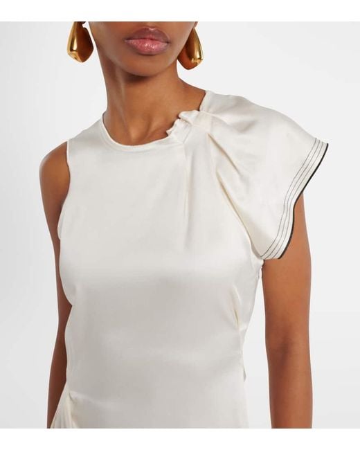 Vestido Midi De Saten Drapeado Victoria Beckham de color White