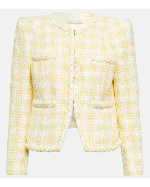 Veronica Beard Yellow Bryne Tweed Open-front Jacket