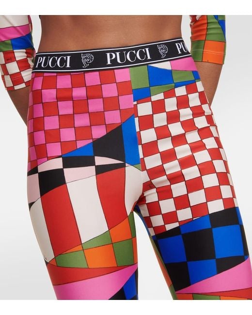Emilio Pucci Red High-Rise Leggings Giardino