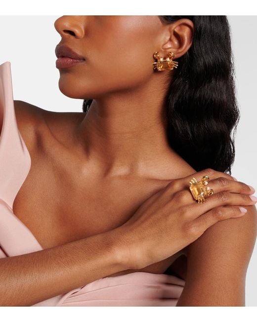 Oscar de la Renta Metallic Crab Embellished Earrings
