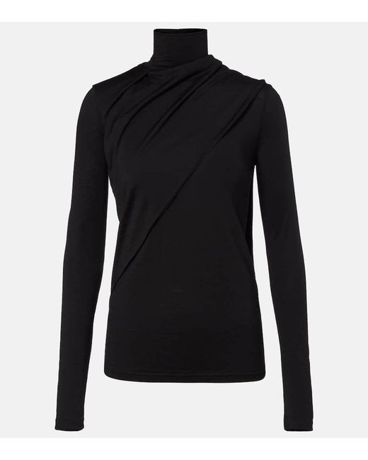 Rohe Black Scarf-Detail Wool Jersey Top